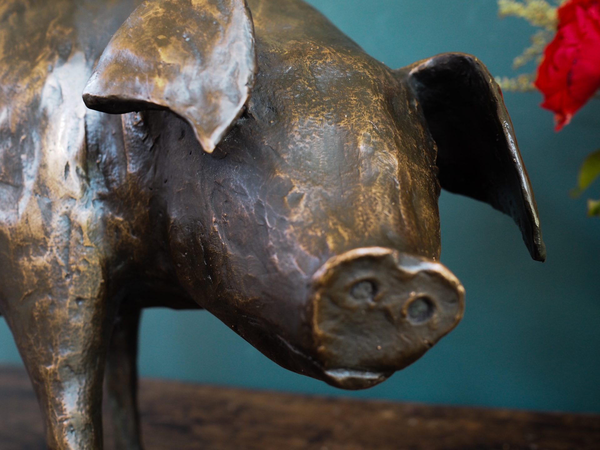 Bronze Pig sculpture by Krys Pomeroy for Kilbaha Gallery