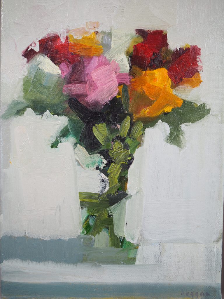 Bairbre Duggan Roses 2022 Irish Art oil on canvas painting gallery in Clare Kilbaha Gallery