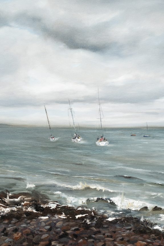 Dee Donovan Original Oil painting seascape Irish art contemporary artist beautiful Irish art interiors gorgeous yachts yacht race large scale unique piece oil painting