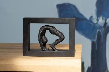 Tanya Elliott Nyegaard sculptor bronze sculpture beautiful piece 'yoga I - bronze figure small work original art Irish sculpture bronze foundry Ireland Kilbaha Gallery