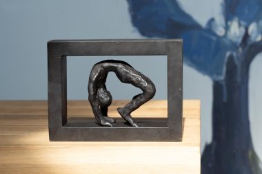 Tanya Elliott Nyegaard sculptor bronze sculpture beautiful piece 'yoga I - bronze figure small work original art Irish sculpture bronze foundry Ireland Kilbaha Gallery