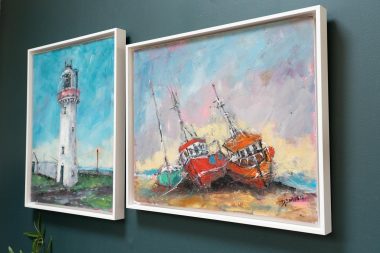 Danny V Smith boatyard beautiful boats fishing boats original Irish art acrylics Ireland sails Irish Interiors Ireland Interiors interior design gifts fishing