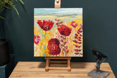 Eadaoin Harding poppies August sunshine lunasa beauty original oil painting on board beautiful work contemporary artist collectable piece Irish art Ireland Kilbaha Gallery flowers art