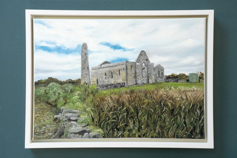 D Scattery Island oil painting Kilrush Co Clare visit clare Ireland Irish art original Irish art gift artist signing their work as D beautiful painting interiors visit Clare love art