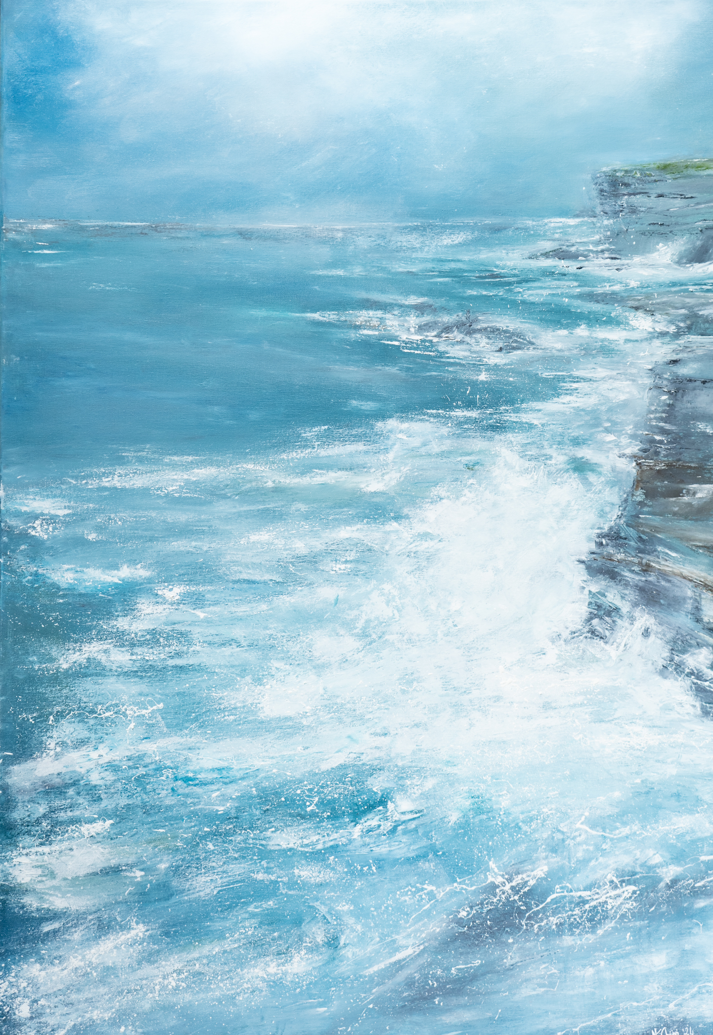 Fiona ni Chuinn Ireland WAW Irish art original art oil painting Atlantic Ocean Ireland Seascape Kilbaha Gallery interiors