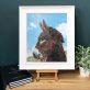 Rebekah van Kan Donkey beautiful oil painting blue skies brown donkey Irish art original art Interiors animals Kilbaha Gallery painting