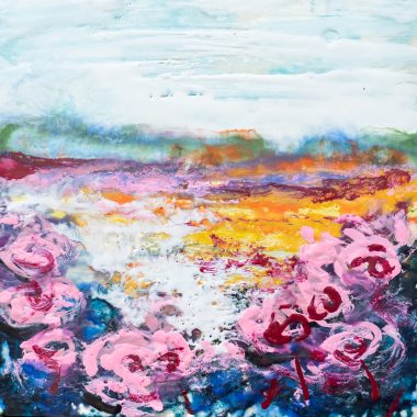 Pauline Dunleavy Irish Art Pigmented Wax Encaustic Art Wildflowers beautiful colours Irish interiors gorgeous colour palette bright pinks and oranges and yellows Kilbaha Gallery