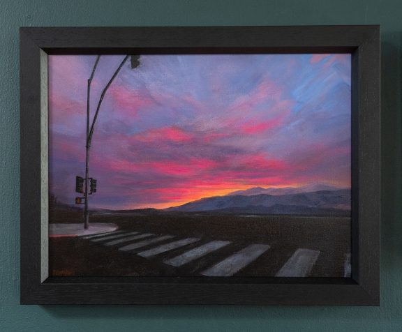 Delaney Davis urban art streetscapes beautiful skies pink sky gorgeous painting collectable work Irish art American Irish artist Kilbaha Gallery Interiors