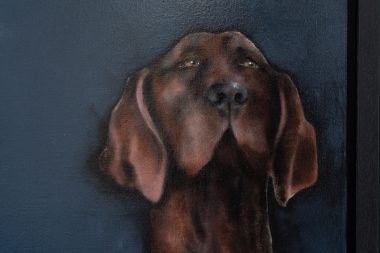 Heidi Wickham dog painting Ireland Irish art Original Irish art painting acrylics on canvas Irish interiors Kilbaha Gallery