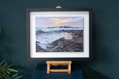 Vincent Killowry Crab Island Sunset original acrylics on board framed original painting by contemporary artist Vincent Killowry seascape original Irish art painting Ireland Irish Interiors Ireland