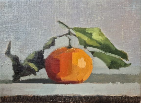 Bairbre Duggan oil on canvas original Irish art mandarin still life study painting contemporary artist Irish Interiors Ireland West of Ireland Kilbaha Gallery