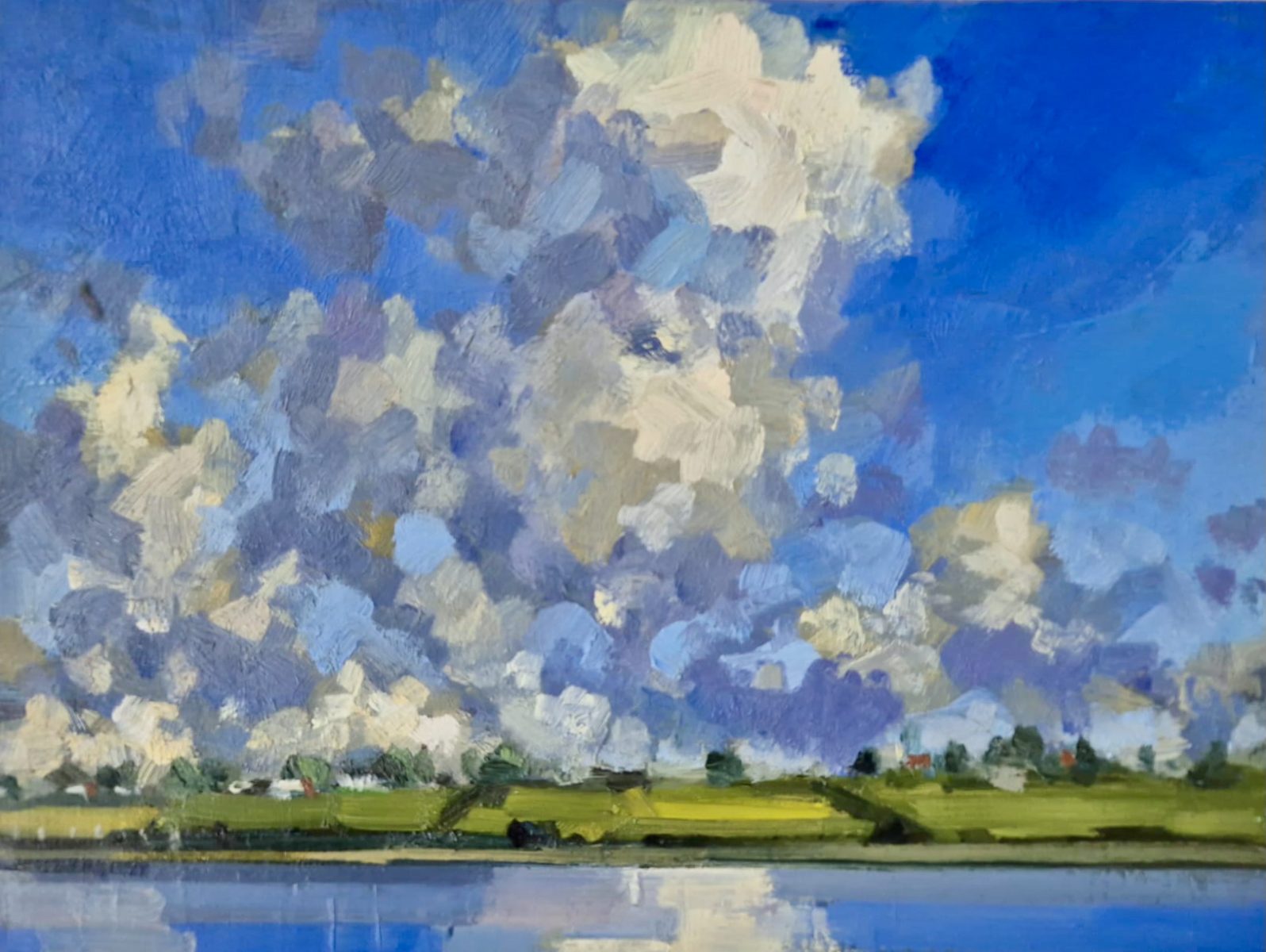 Bairbre Duggan oil on canvas original Irish art skyscape Shannon Crossing Shannon Estuary contemporary artist Irish Interiors Ireland West of Ireland Kilbaha Gallery