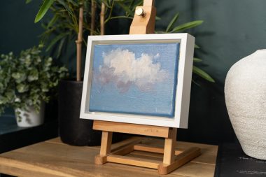 Little Cloud oil on canvas original by Bairbre Duggan Contemporary Irish Artist Ireland skyscape small miniature painting beautiful