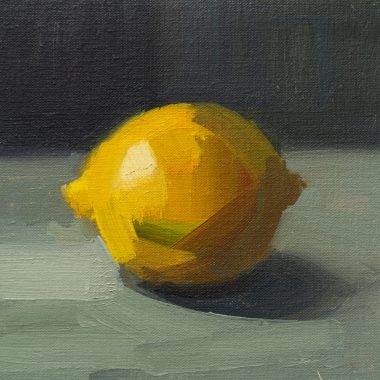 Lemon 2025 oil on canvas Bairbre Duggan original Irish art oil painting still life contemporary artist Kilbaha Gallery Ireland painting