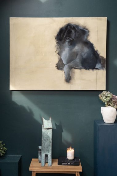 Heidi Wickham Original Contemporary Irish Art animals contrast Irish interiors Kilbaha Gallery Interior Design acrylics on canvas animals bunny painting cat dog Ireland