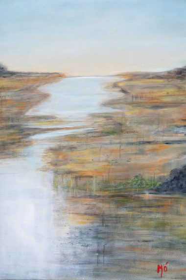 Moira Ryan Meandering River beautiful oil painting Ireland Original Irish art oil on canvas interior design beautiful warm and rustic colour palette Ireland Irish art Kilbaha Gallery