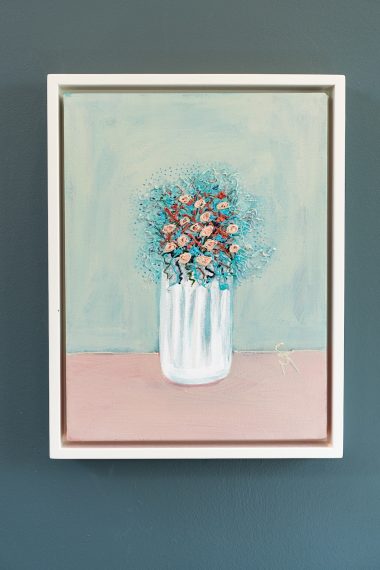 Carmel Madigan Beautiful flowers Acrylics vase Ireland Irish art Irish Interiors painting flowers nature wildflowers painting colourful pastel colour palette vibrant striking fun Kilbaha Gallery