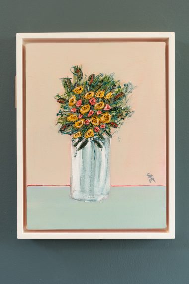 Carmel Madigan Beautiful flowers Acrylics vase Ireland Irish art Irish Interiors painting flowers nature wildflowers painting colourful pastel colour palette vibrant striking fun Kilbaha Gallery